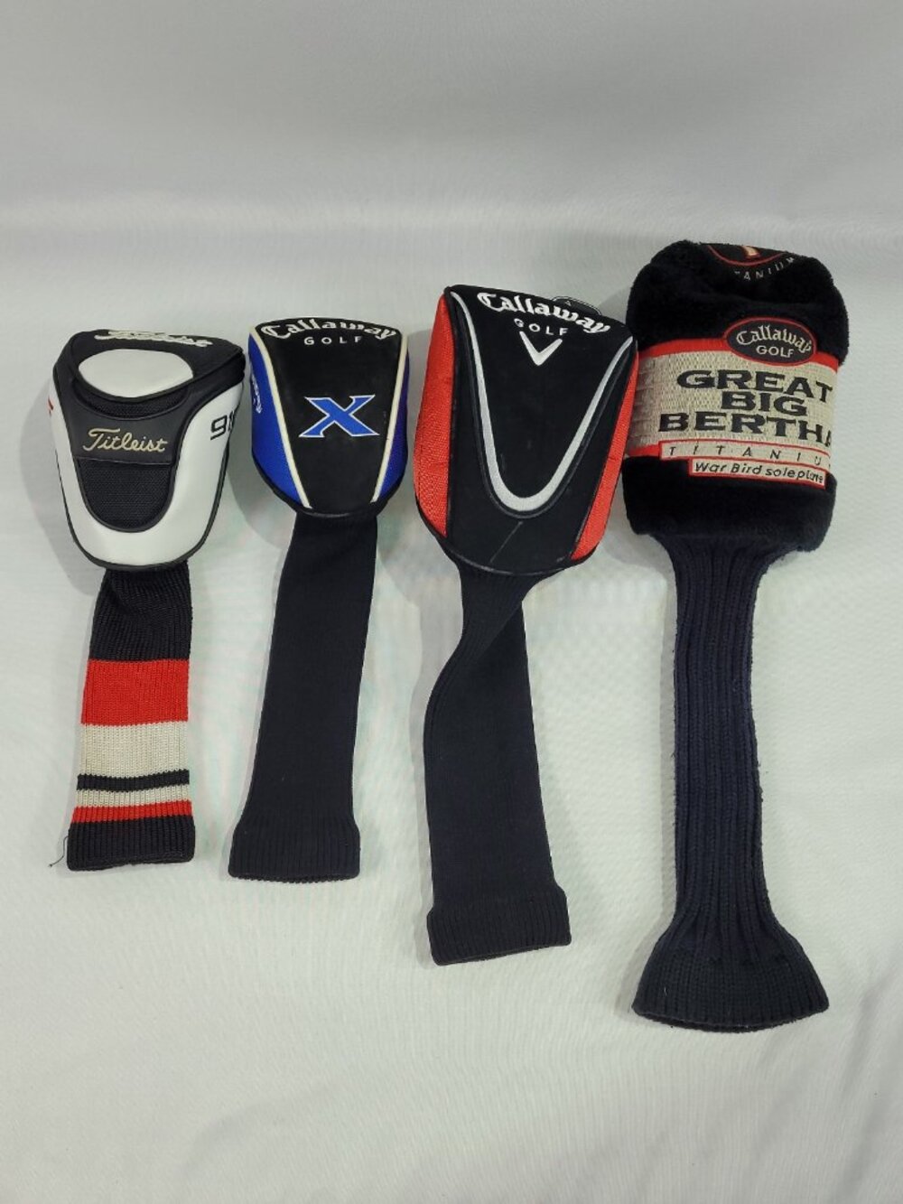 4 Golf Club Cover Socks Titleist 910F Callaway X V & Great Big Bertha Titanium